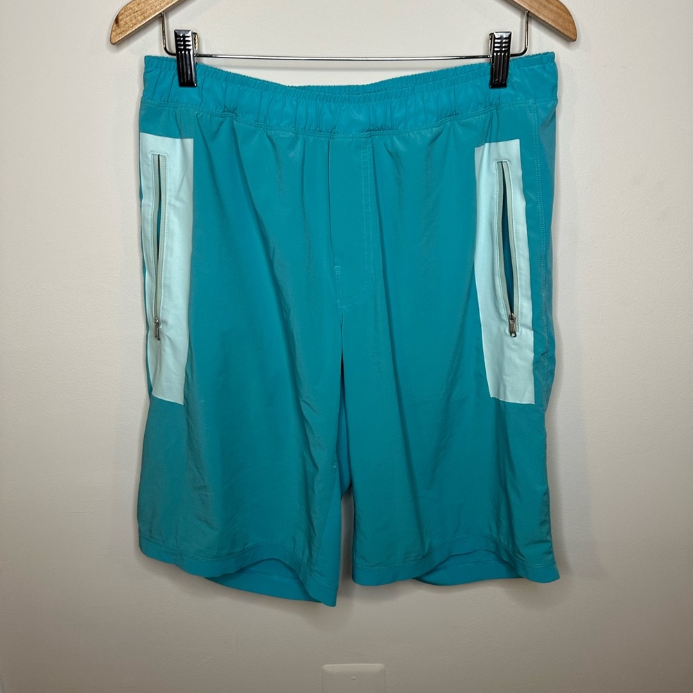 Lululemon Long Athletic Shorts Men Large Side Zip Pockets Stretch Waist Bottom